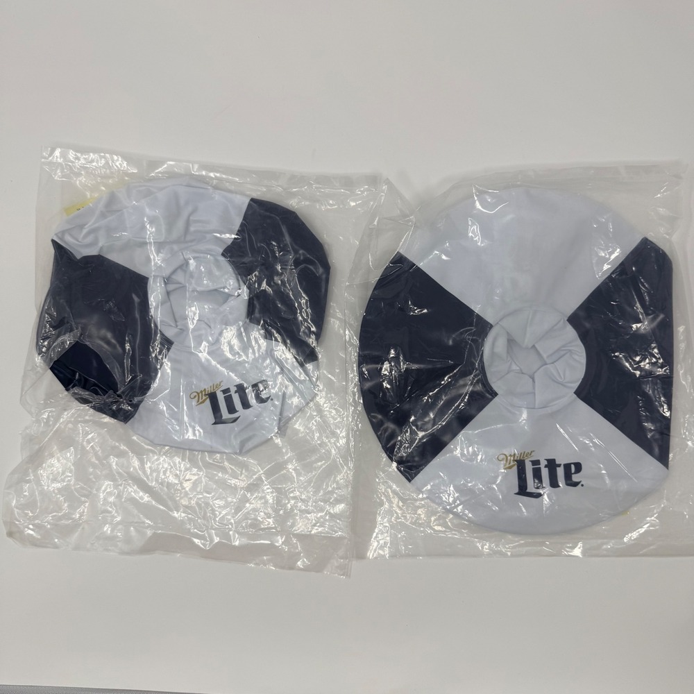 2 Miller Lite Pool Floaties White Black Inflatable Cup‎ Holder New in Package
